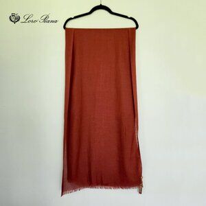 NWT Loro Piana Rust Cashmere & Silk Rectangle Scarf Made In Italy 72" x 21"